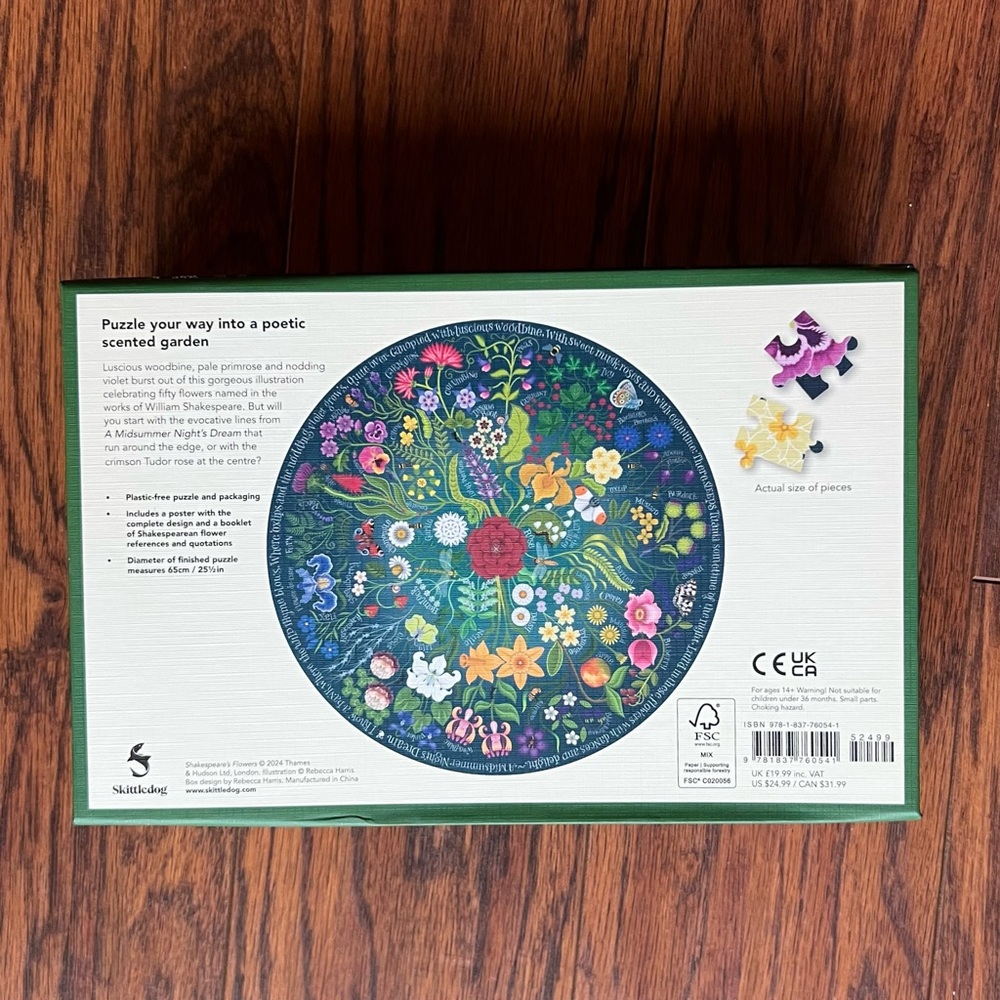 Shakespeare's Flowers: A 1000 Piece Jigsaw Puzzle - Picture 7 of 14